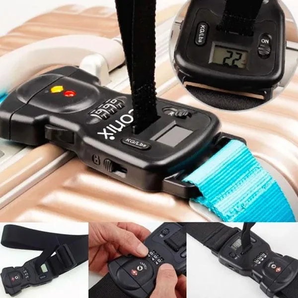 Anti-Theft Luggage Belt with Digital Scale and Double Lock