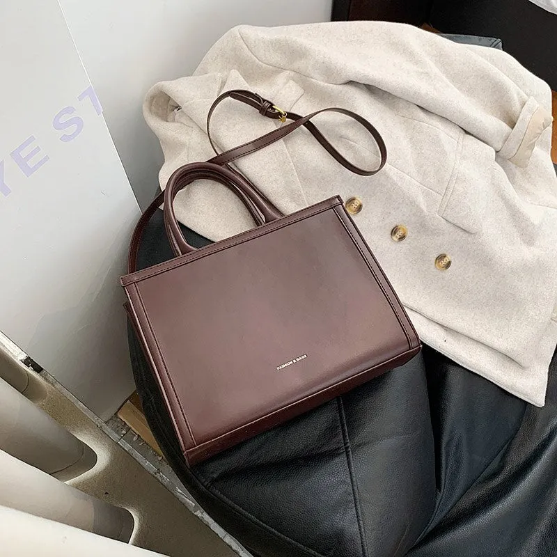 Back to College Solid color Large Tote bag 2021 Fashion New Quality PU Leather Women's Designer Handbag High capacity Shoulder Messenger Bag