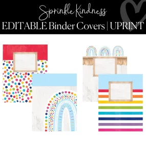 Binder Covers and Spines | Rainbow Classroom Decor and Organization | Sprinkle Kindness | UPRINT |  Schoolgirl Style