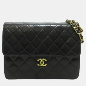 Black CC Quilted Lambskin Chain Flap