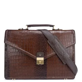 Brown Croco Textured Port Folio