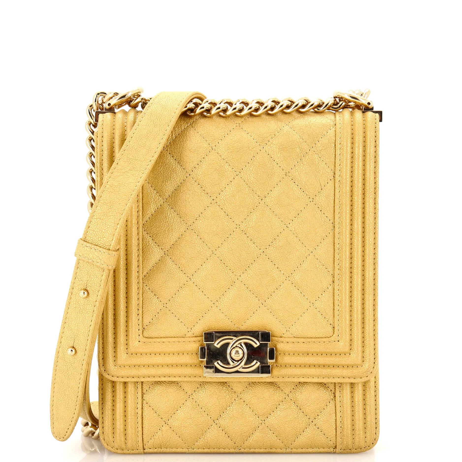 CHANEL North South Boy Flap Bag Quilted Caviar Small