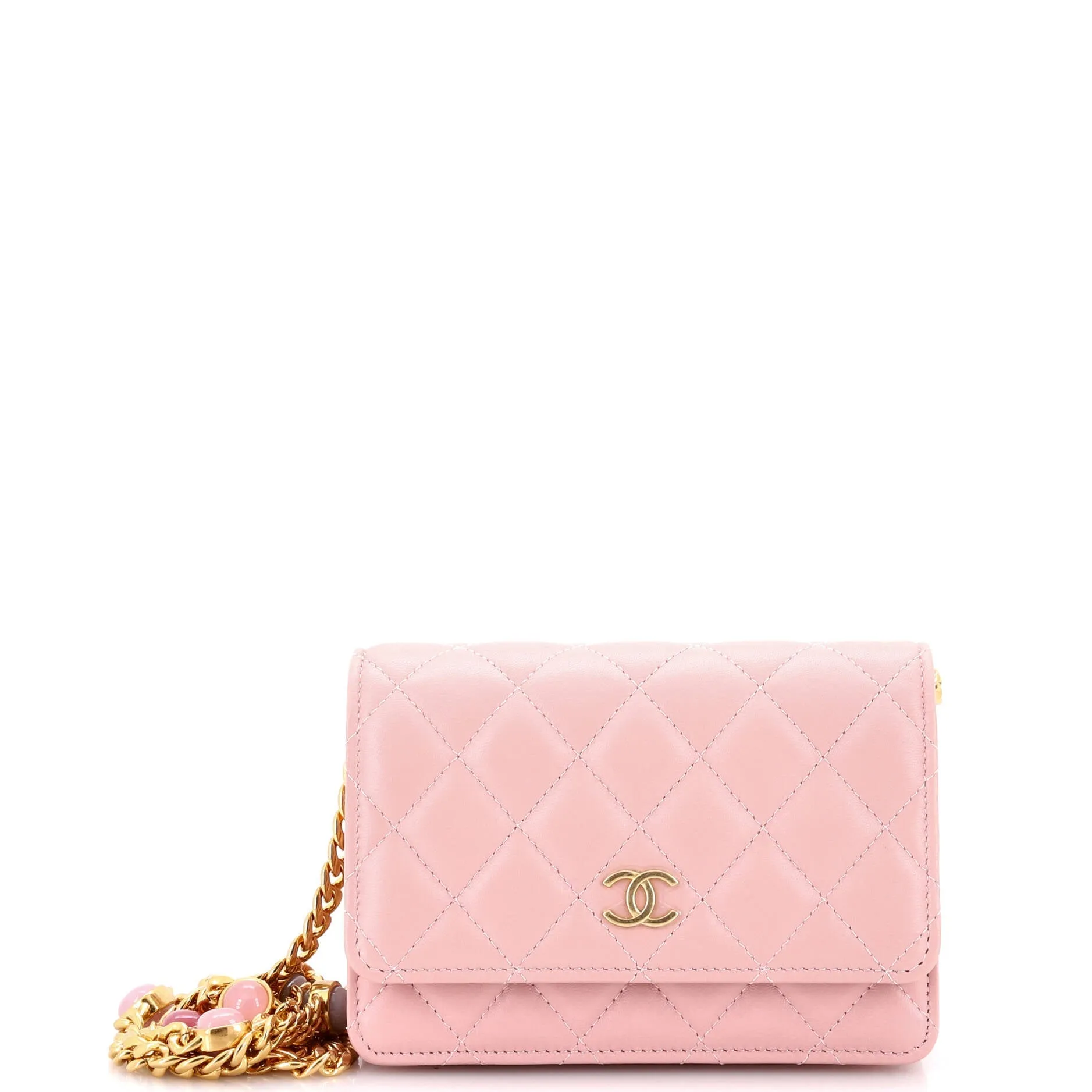 CHANEL Pearl Samba Resin Wallet on Chain Quilted Calfskin