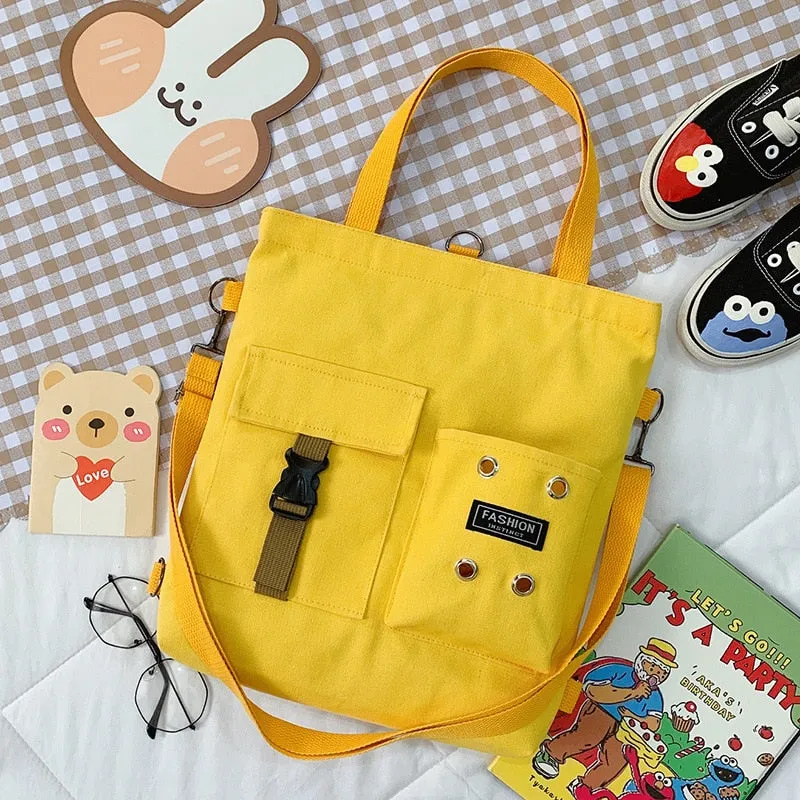 Christmas Gift Fashion Trend Women's Bag 2021 New Canvas Shoulder Bag Cute Bear Student Messenger Bag Literary Zipper Luxury Handbags Tote Bag