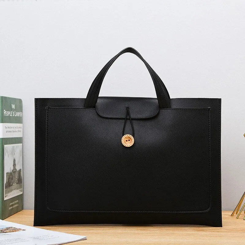 Christmas Gift Solid PU Leather Handbag Women Fashion Business Briefcase Laptop Bag Simple Casual Lady 2021 Vintage Designer Commuter Tote Bags