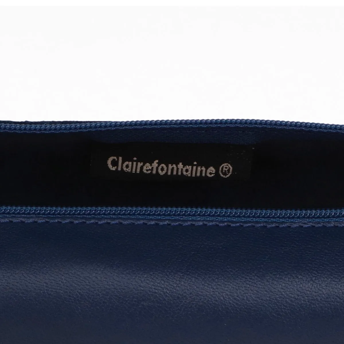 Clairefontaine Leather Round Pencil Case, Dark Blue