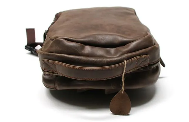 Coffee Leather Mens Backpacks Travel Backpacks Laptop Backpack for men