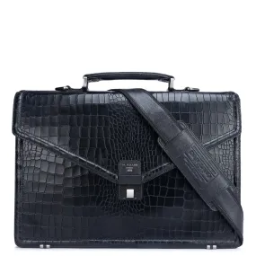 Croco Leather Portfolio - Black