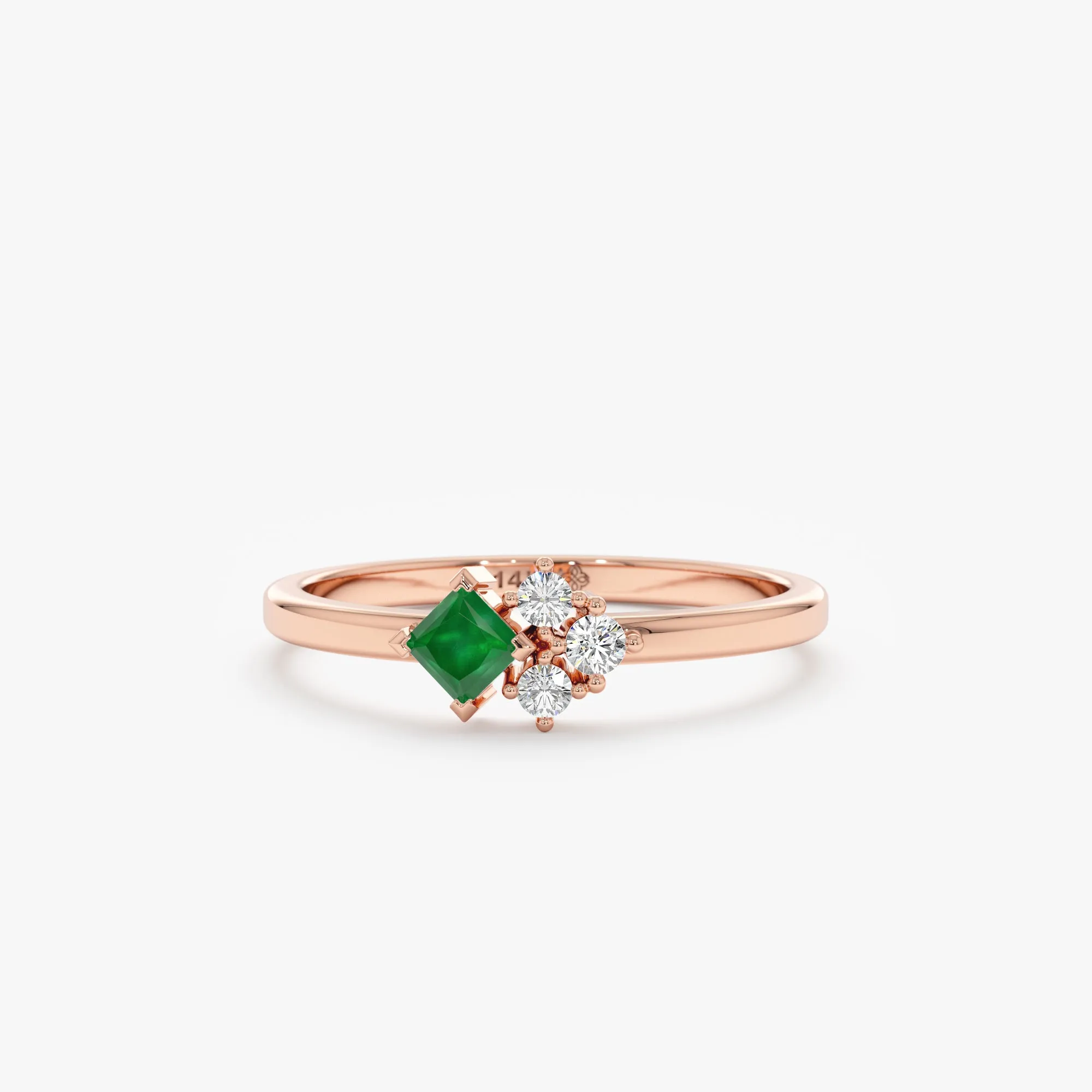 Diamond and Asscher Cut Emerald Ring, Mika