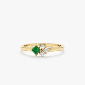 Diamond and Asscher Cut Emerald Ring, Mika