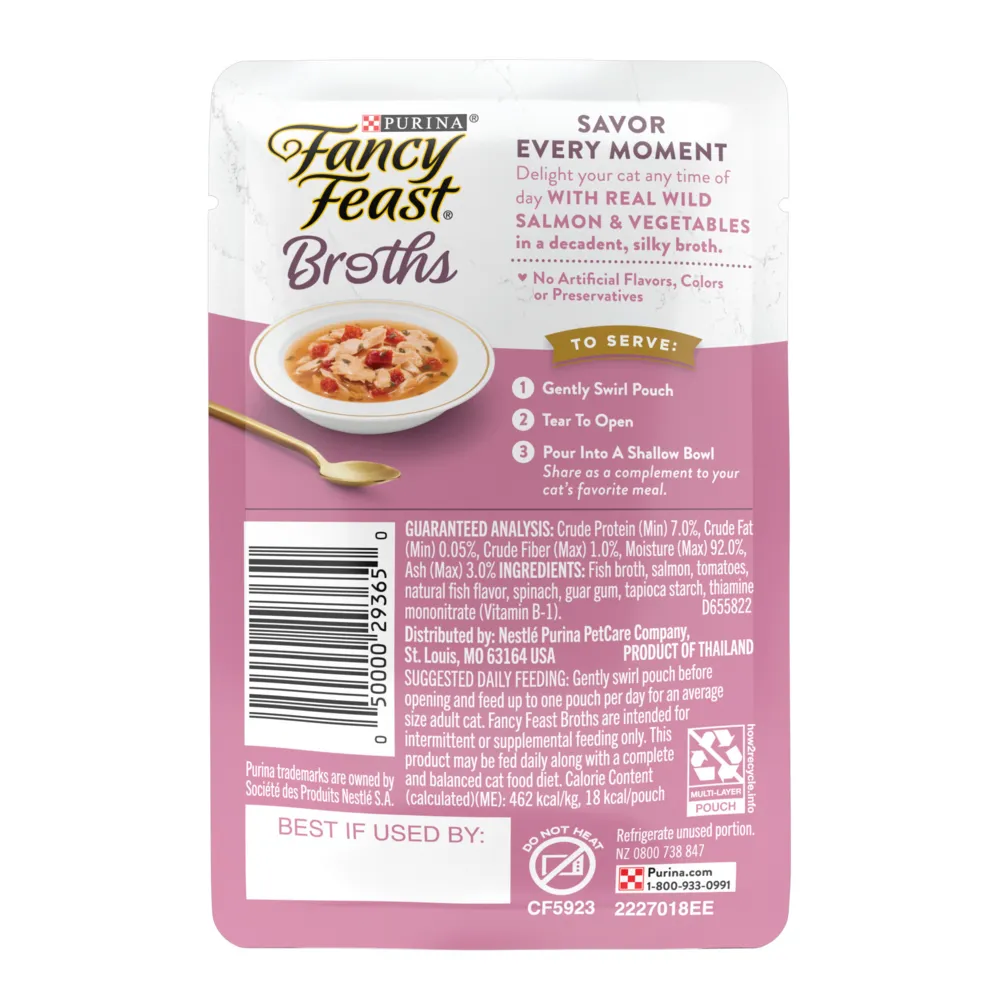 Fancy Feast Classic Broths with Wild Salmon & Vegetables Supplemental Cat Food Pouches