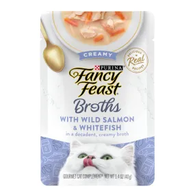 Fancy Feast Creamy Broths With Wild Salmon & Whitefish Supplemental Cat Food Pouches