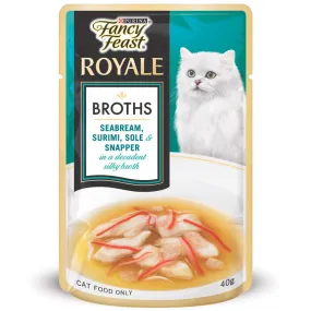 Fancy Feast Royale Broths Seabream, Surimi, Sole & Snapper Pouch Cat Food 40g