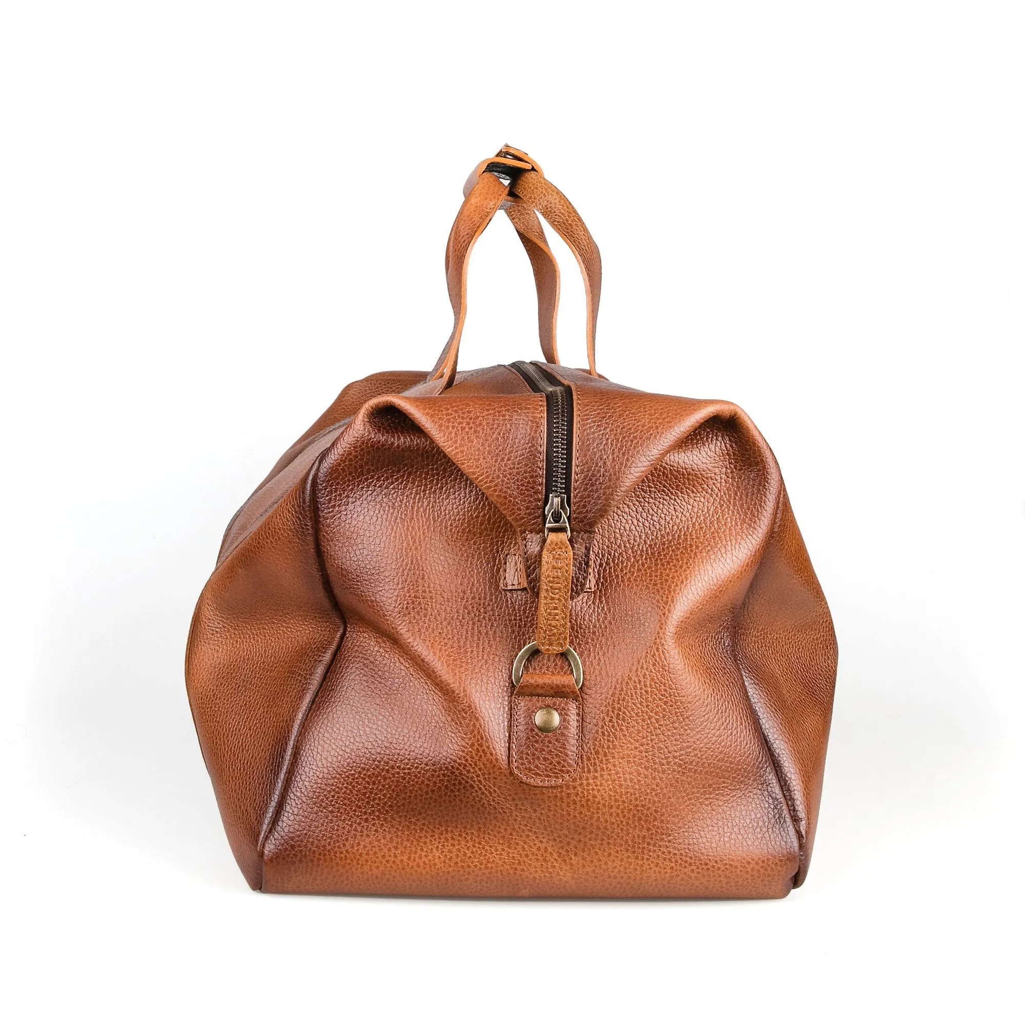 Fendrihan Pebbled Leather Travel Bag, Cognac