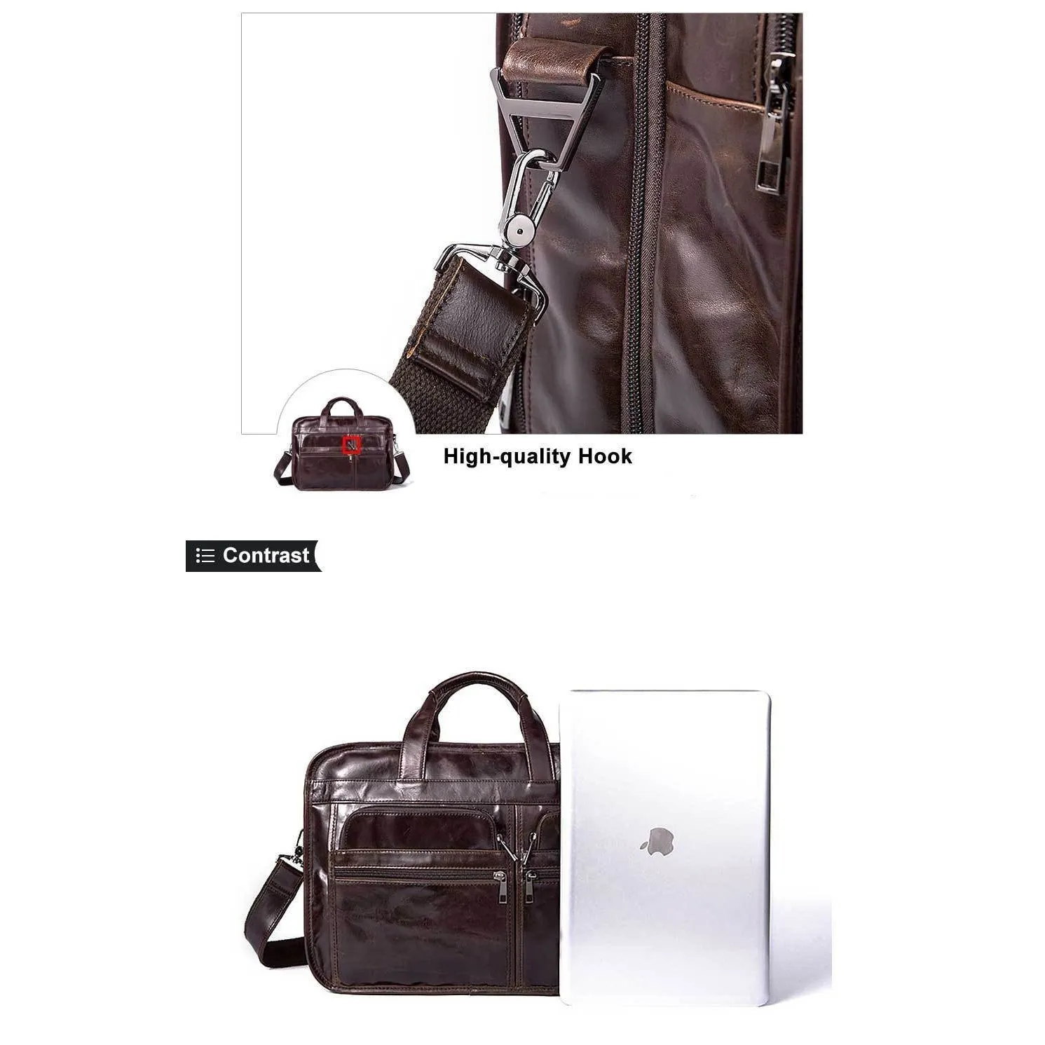 Genuine Leather Versatile Multiple Compartments Business Briefcase for Men