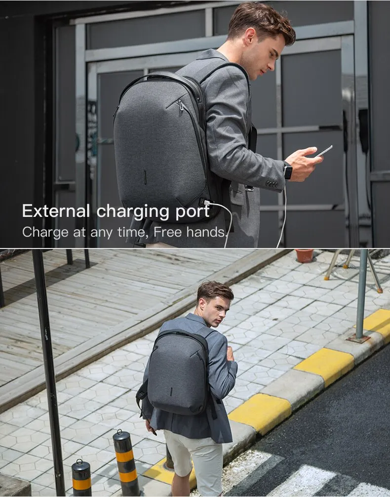 Kingsons Man Backpack Fit 15 inch Laptop USB Recharging Multi-layer Space Travel Male Bag Anti-thief Mochila