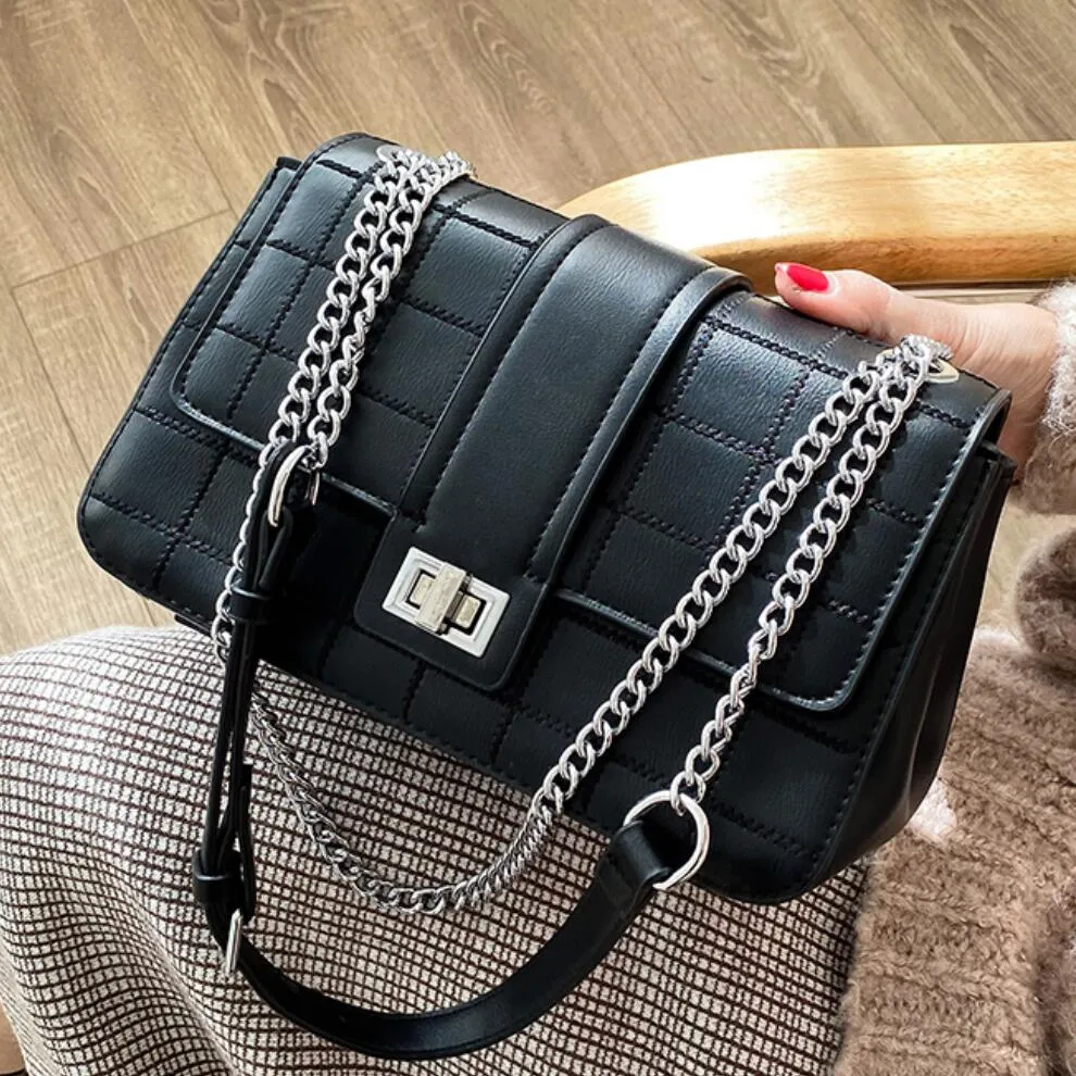 Lattice Square Crossbody bag 2020 Fashion New High quality PU Leather Women's Designer Handbag Lock Chain Shoulder Messenger Bag