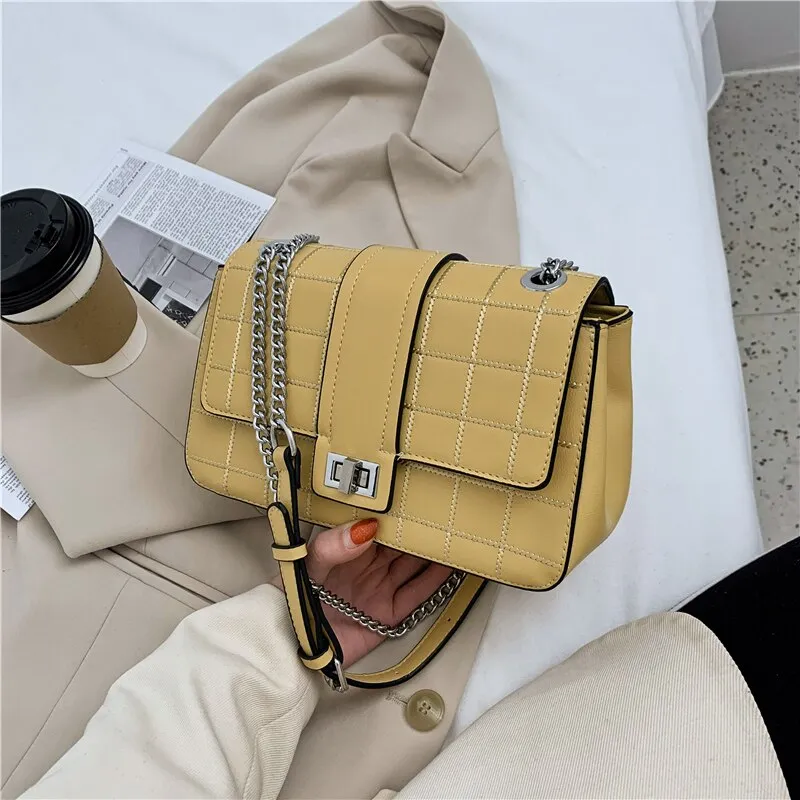 Lattice Square Crossbody bag 2020 Fashion New High quality PU Leather Women's Designer Handbag Lock Chain Shoulder Messenger Bag