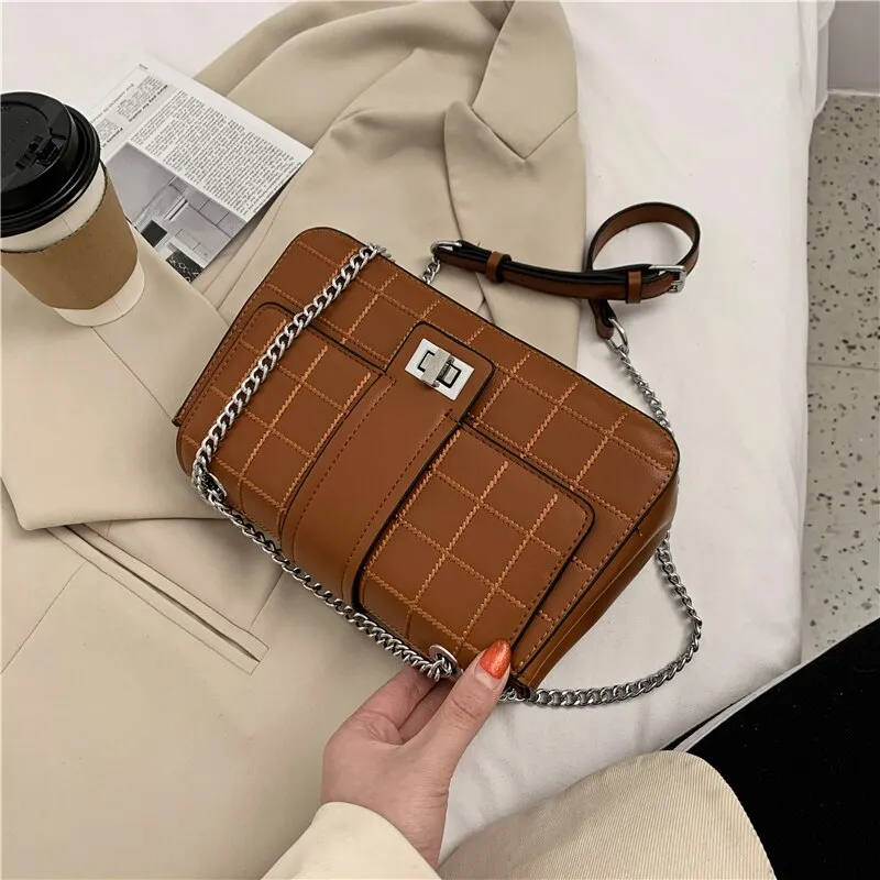 Lattice Square Crossbody bag 2020 Fashion New High quality PU Leather Women's Designer Handbag Lock Chain Shoulder Messenger Bag