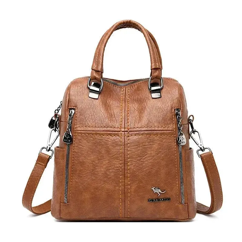 Leather Women's Travel School Backpack