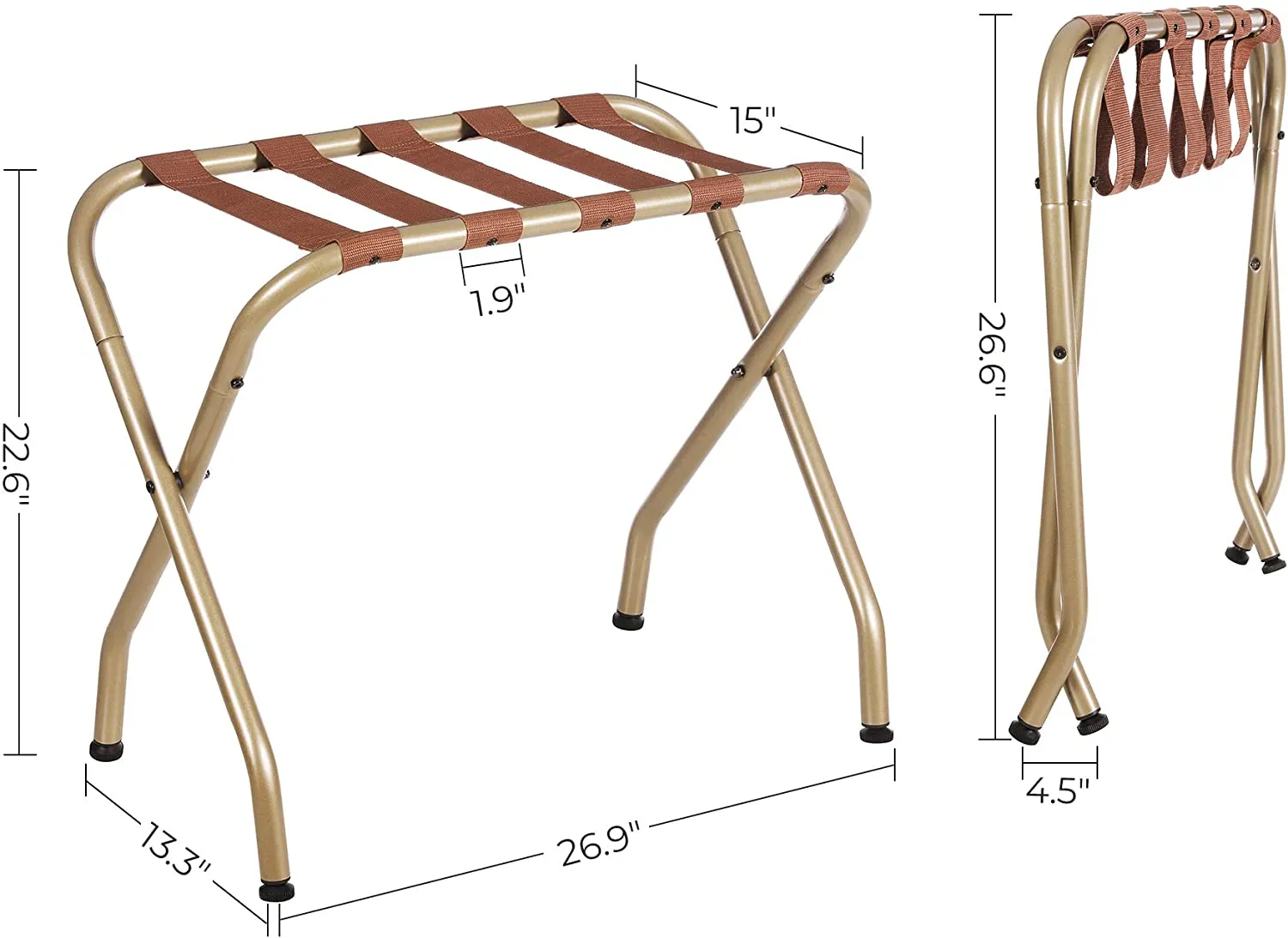 Luggage Rack, Pack of 2, Steel Frame, Foldable for Hotel