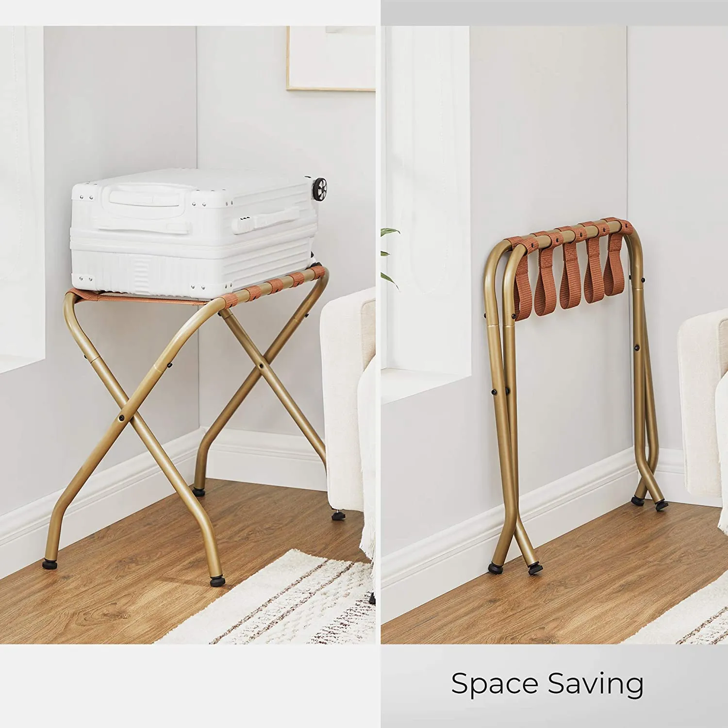 Luggage Rack, Pack of 2, Steel Frame, Foldable for Hotel