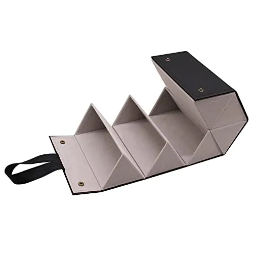 MAFENLY Five sunglasses storage box, 5 sockets pu foldable glasses display box (6pack XXL BROWN)