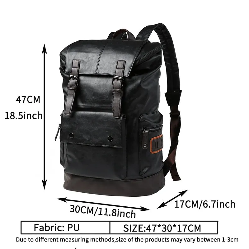 Men's Large Leather Antitheft Travel Backpack Laptop Bags Men Black Bagpack Boy Big Capacity School Male Business Shoulder Bag