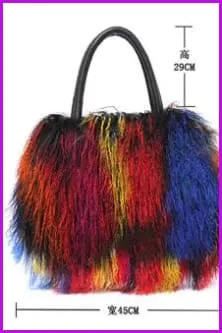 Mongolian sheep fur lady's bag F2593