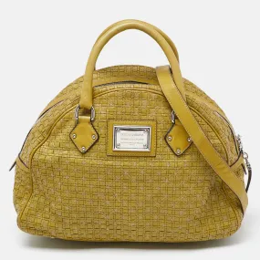 Olive Green Woven Leather Miss Biz Satchel