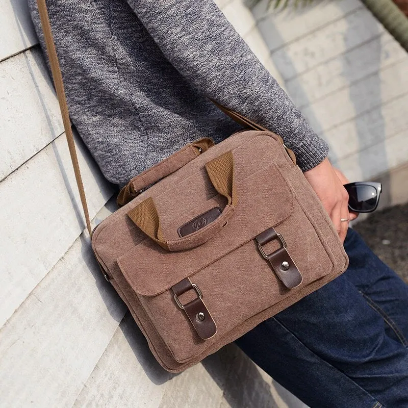 Practical men crossbody bags retro sturdy vintage canvas men's shoulder bag casual outdoor short-distance travel handbags