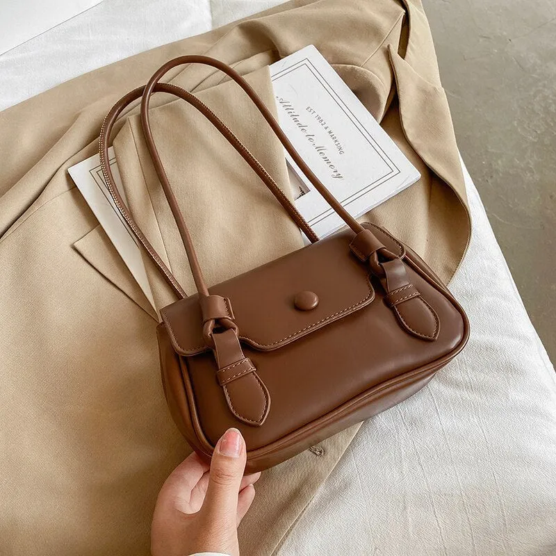 PU Leather Solid Color Shoulder Bags for Women 2021 Lock Handbags Small Travel Hand Bag Lady Beautiful Fashion Bags