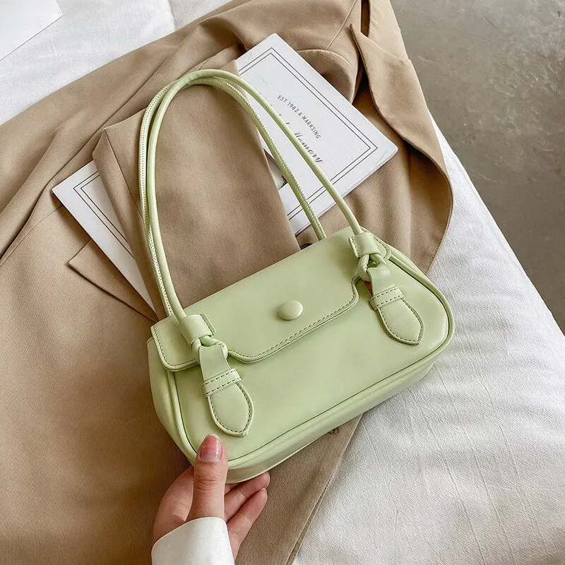 PU Leather Solid Color Shoulder Bags for Women 2021 Lock Handbags Small Travel Hand Bag Lady Beautiful Fashion Bags