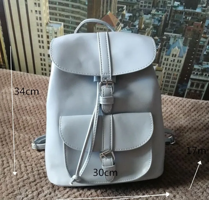 PU Leather Trendy Female Drawstring Backpacks