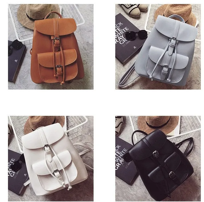 PU Leather Trendy Female Drawstring Backpacks