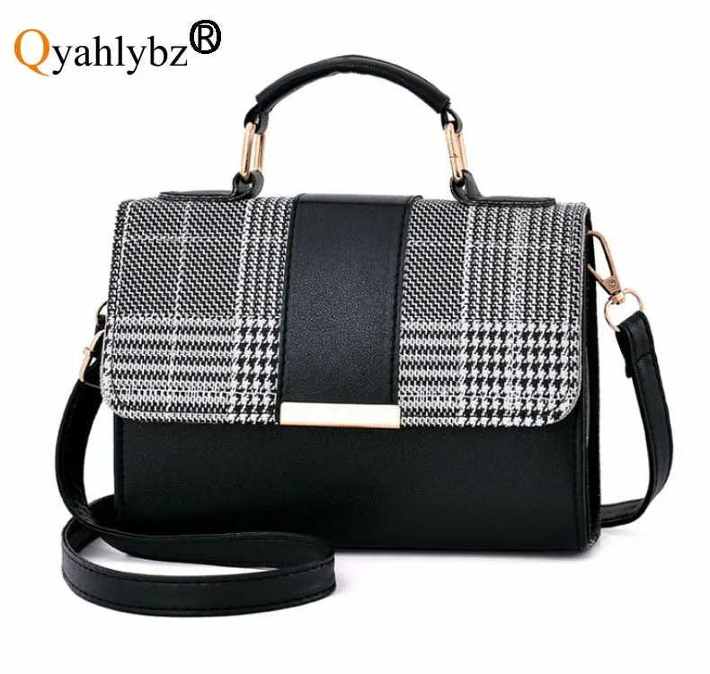 Qyahlybz band women's small tote bags casual crossbody bags cute pink black ladies shoulder bags leather handbags for women