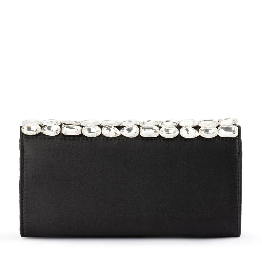 Renata Crystal Encrusted Clutch in Black