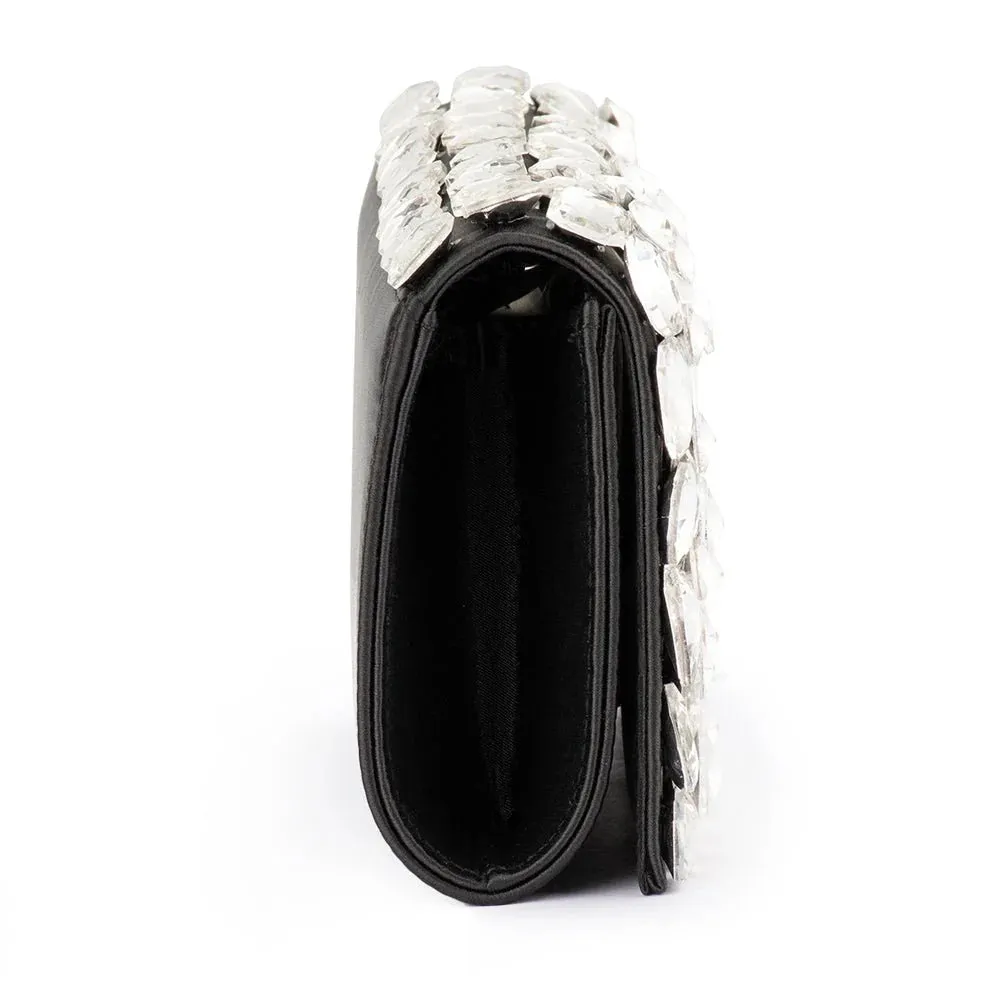 Renata Crystal Encrusted Clutch in Black