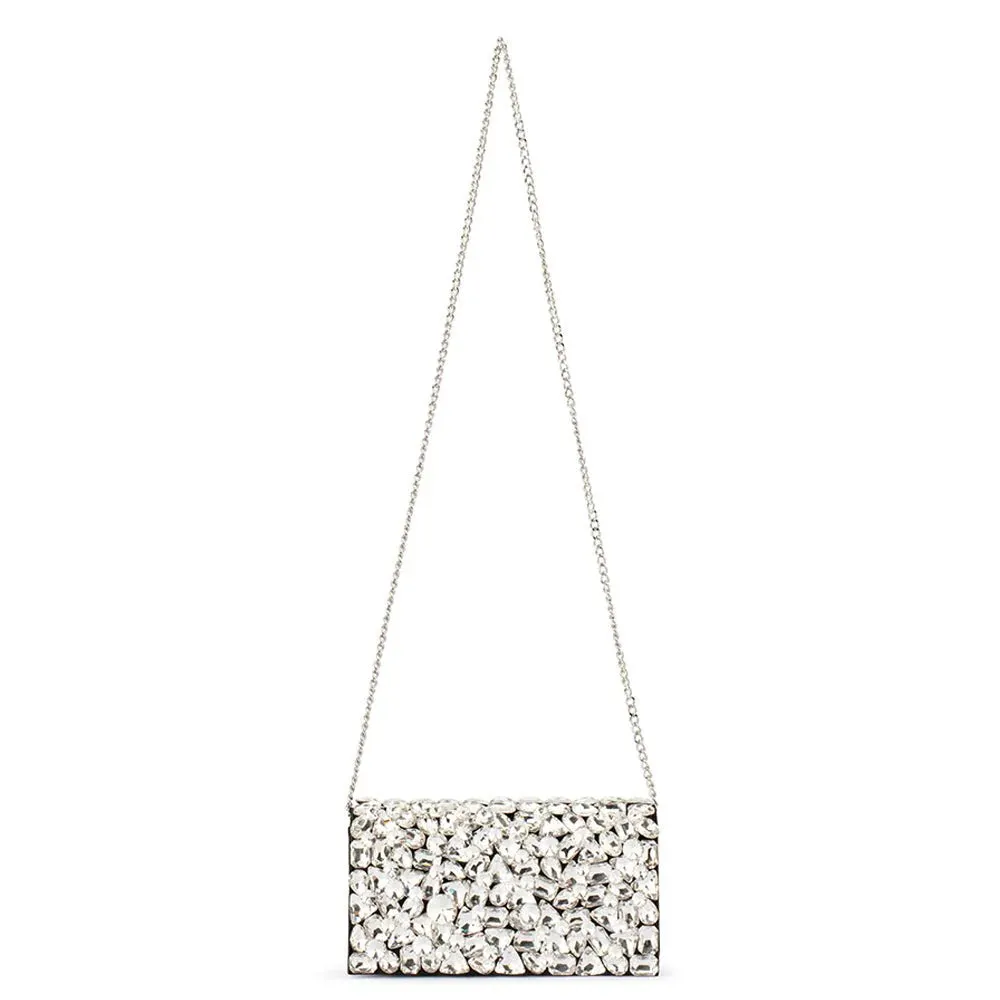 Renata Crystal Encrusted Clutch in Black