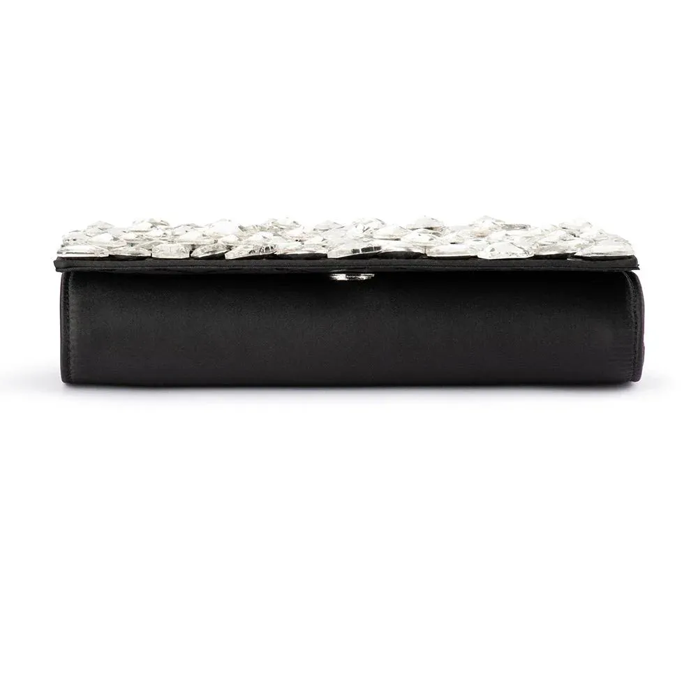 Renata Crystal Encrusted Clutch in Black