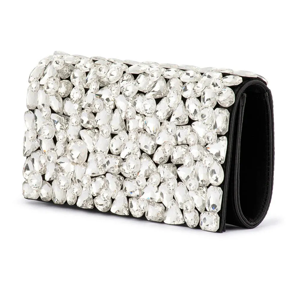 Renata Crystal Encrusted Clutch in Black