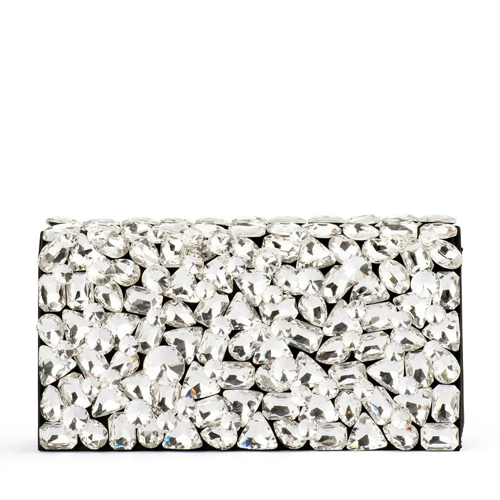 Renata Crystal Encrusted Clutch in Black