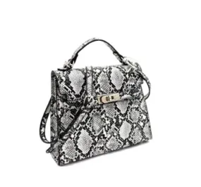 Snake-Print Turn-Lock Satchel