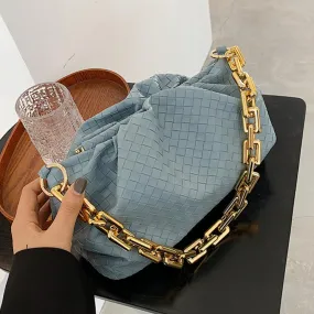 Thick Chain Armpit bag 2021 Fashion New High quality PU Leather Women's Designer Handbag High capacity Weave Shoulder Bags