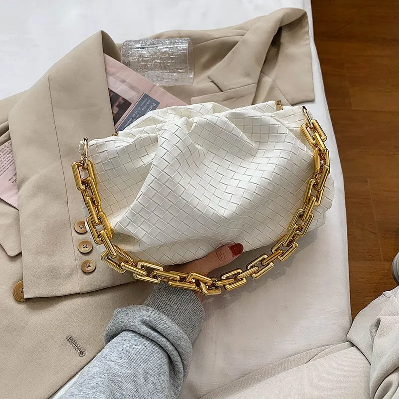 Thick Chain Armpit bag 2021 Fashion New High quality PU Leather Women's Designer Handbag High capacity Weave Shoulder Bags