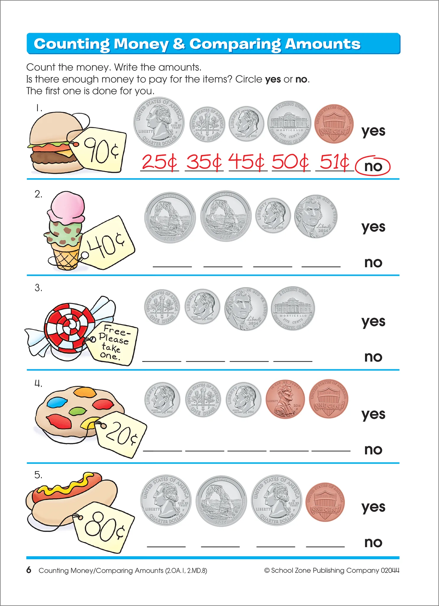 Time, Money & Fractions Grades 1-2 Workbook