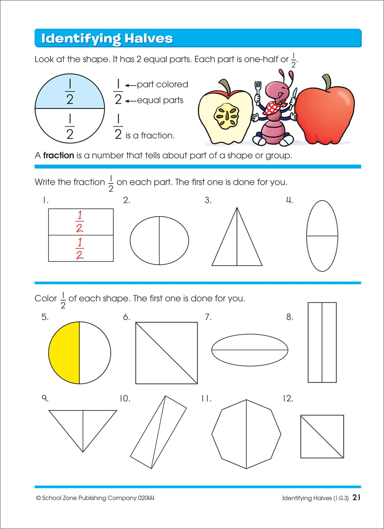 Time, Money & Fractions Grades 1-2 Workbook